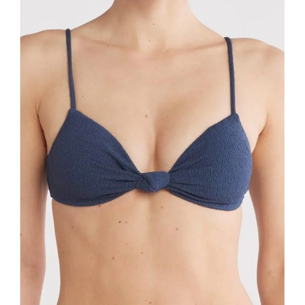 ViX Paula Hermanny Firenze‎ Erin Knot Bikini Top Blue Oce Textured Size XL NEW